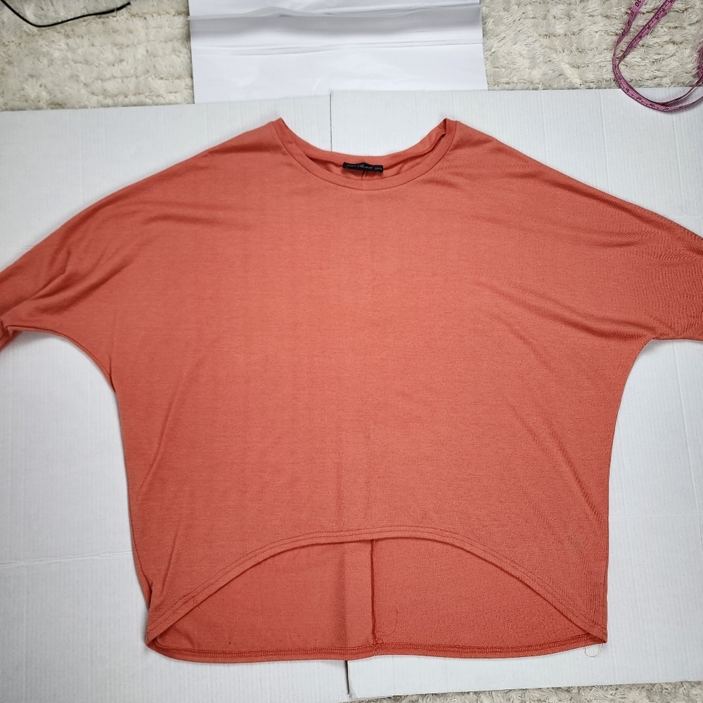 Zanzea Collection Coral Orange Tunic Top 3/4 Sleeve Hi Low Hem Size XXXXL - Picture 5 of 15